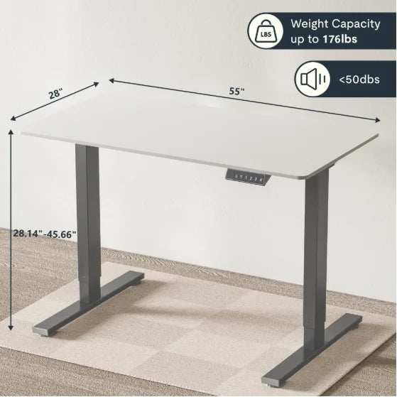 Electric Standing Desk 55 X 28 Inches Adjustable Height Home Office Computer Workstation FCJ Sit Stand up Desk