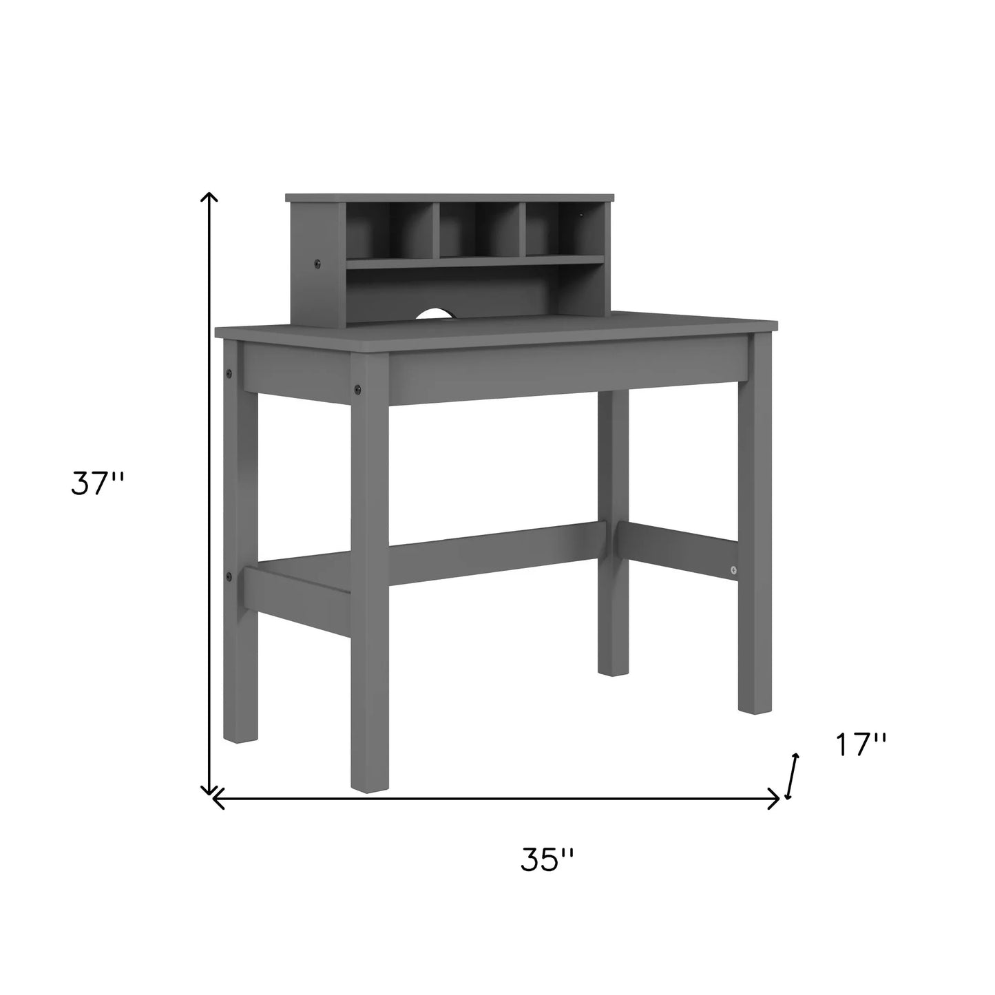 HMS 35 Gray Writing Desk Simple Design Foldable Portable Wooden Computer Table with Bookshelf Shelf for Home Office Hotel Use