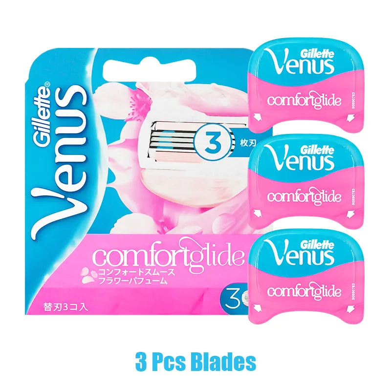 Gillette Women Razor Blades Venus ComfortGlide 3 Layers Blade Protect Skin Shaving Hair Removal Replacement Razor Refill 3/6 Pcs
