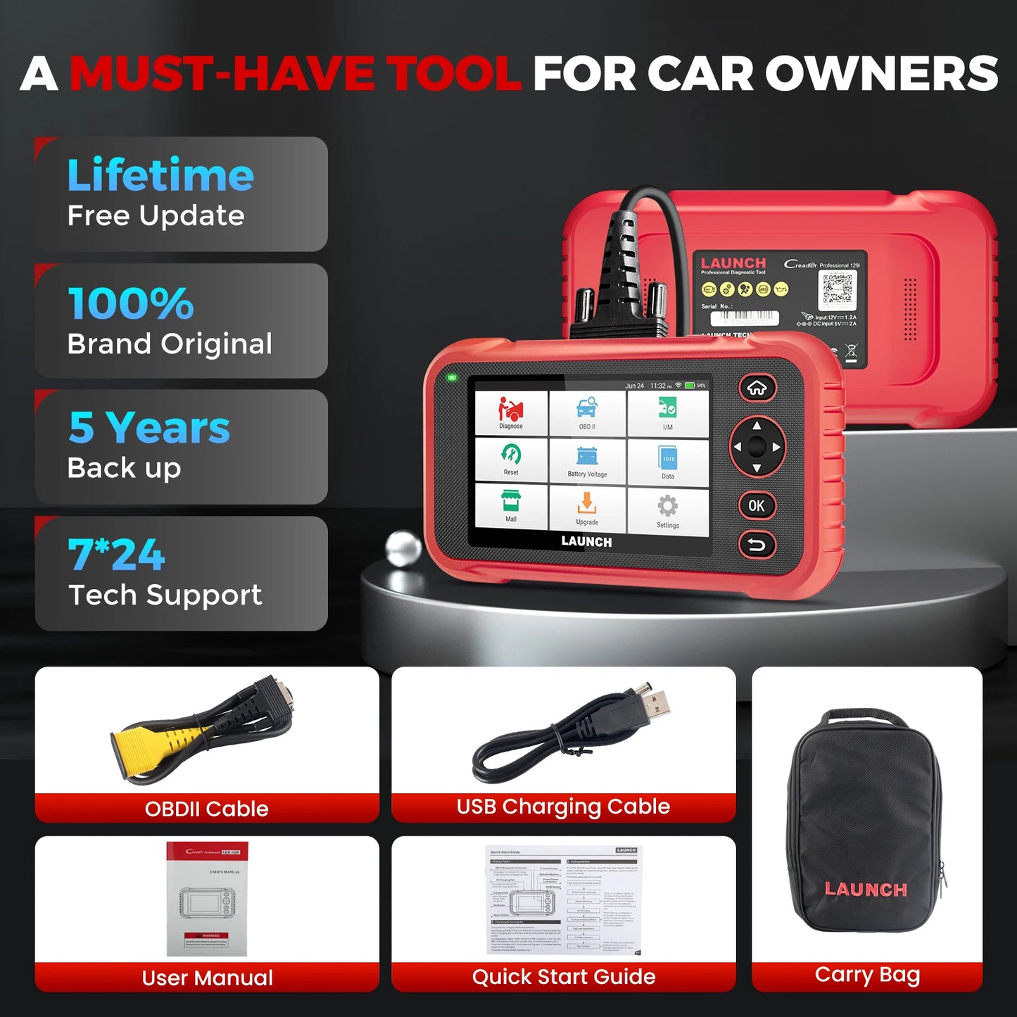 USA EU Warehouse LAUNCH X431 CRP123I V2.0 Elite Professional Automotive OBD2 Scanner CRP123X Code Reader