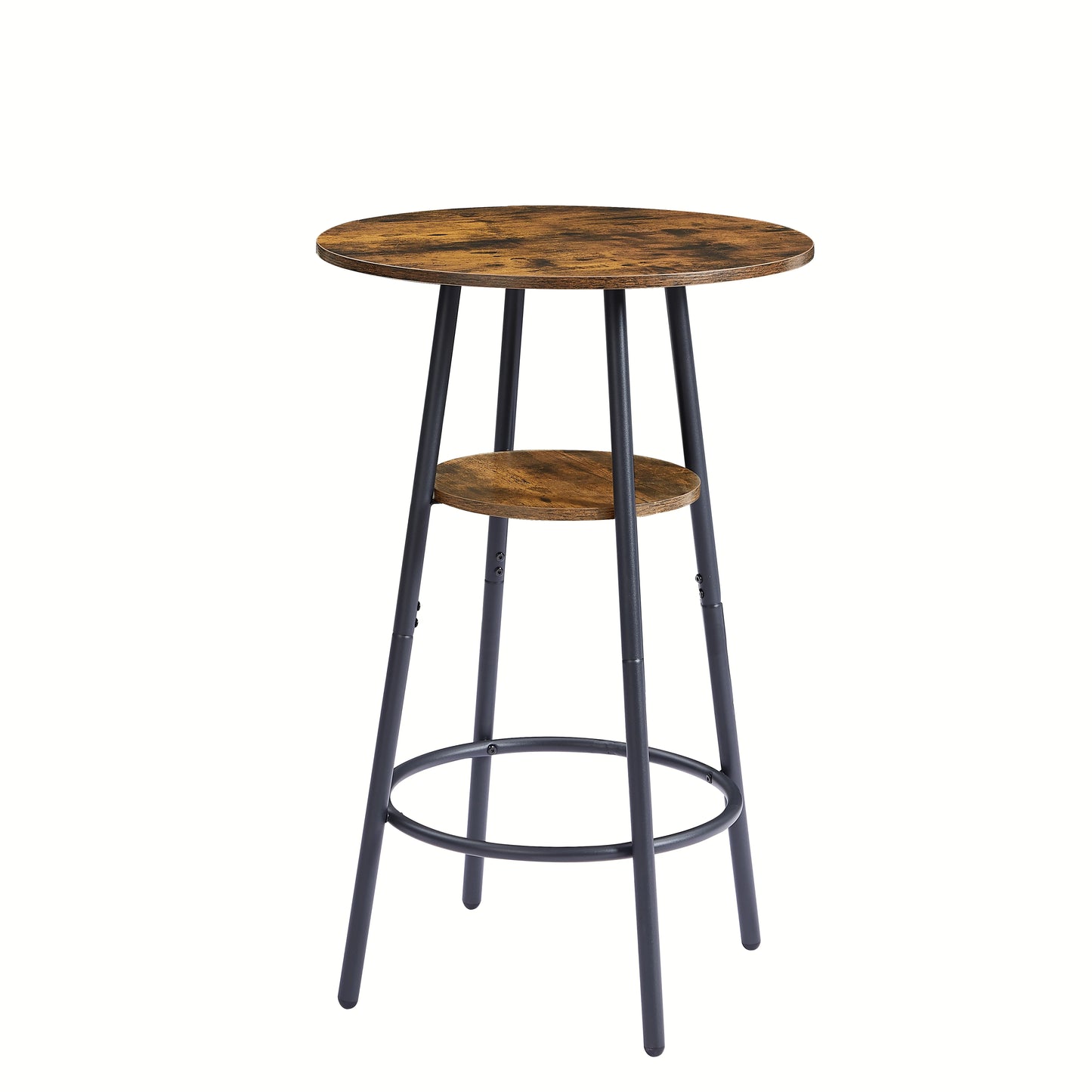 Round Bar Stool Set with Shelf and Backrest Upholstered Rustic Brown 23.62'' W X 23.62'' D X 35.43'' H
