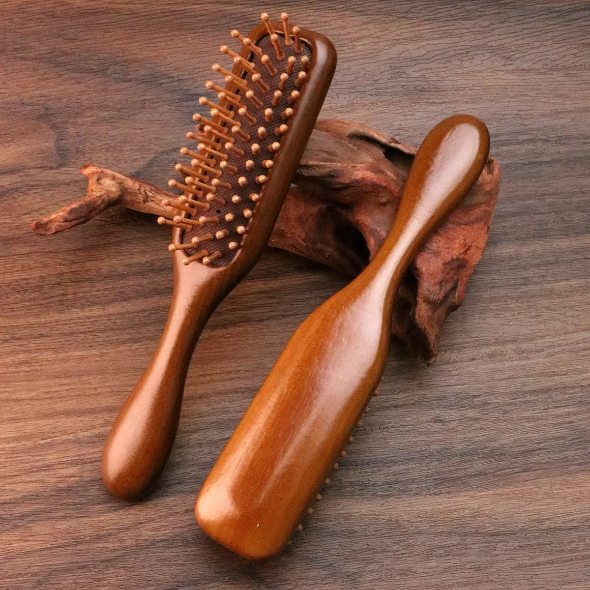 1Pcs Golden Silk Sandalwood Narrow Air Bag Comb Care Scalp Comb Gua Sha Meridian Dredging Hairdressing Tool