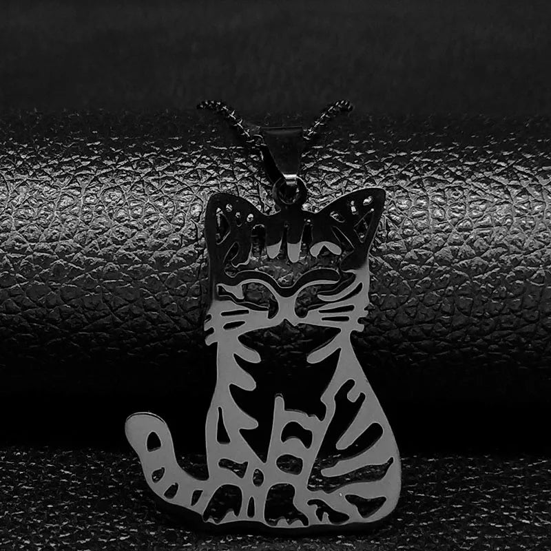 cat necklace kitten necklace silver cat pendant stainless steel necklace cat lover gift animal jewelry cute jewelry women's necklace pet lover gift feline jewelry cat pendant minimalist necklace Only Good Intentions 13