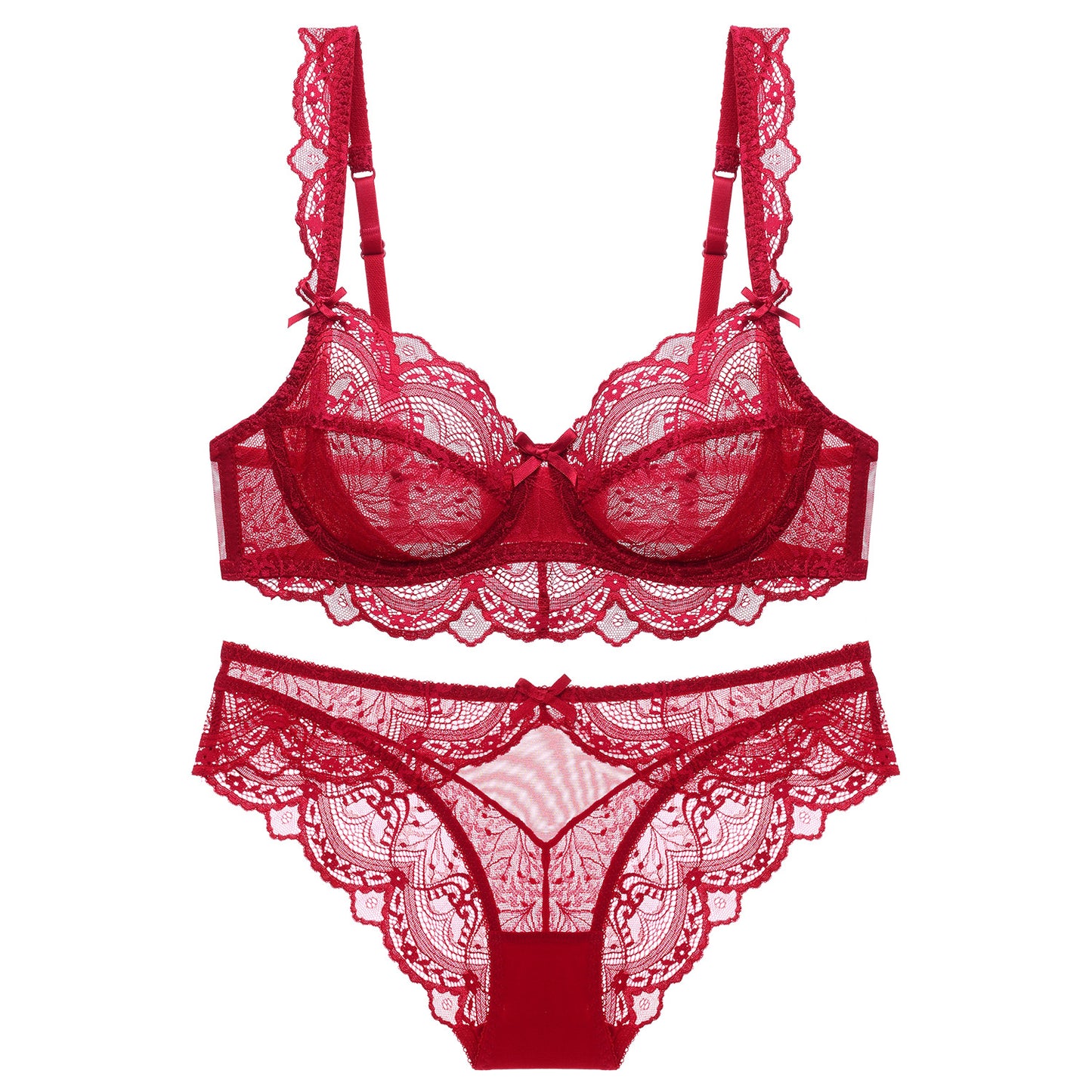Ultra-Thin Sponge-Free Transparent Bra with Big Breasts and Small Lace Bra for Women Sexy Underwear Bra Set