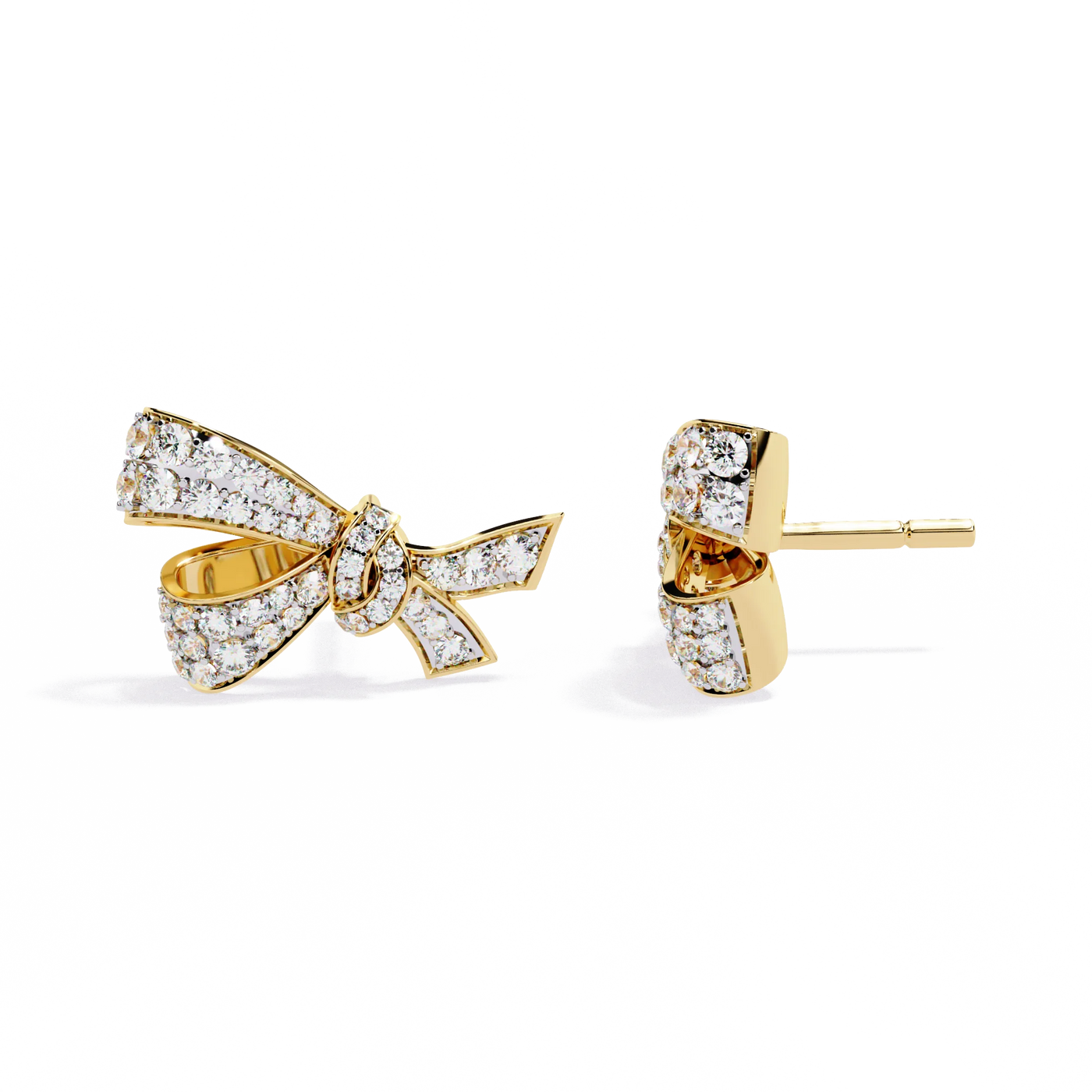 Women's Diamond Earrings with Lab Grown Diamonds 14K Solid Gold Bow style Designer Jewelry Butterfly Shape Earrings Gift for Her