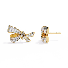 Women's Diamond Earrings with Lab Grown Diamonds 14K Solid Gold Bow style Designer Jewelry Butterfly Shape Earrings Gift for Her