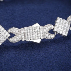 Hip Hop Men Bracelet Iced Out D VVS1 Moissanite 925 Sterling Silver Prong Cuban Link Chain 11mm Infinity Square Symbol Jewelry
