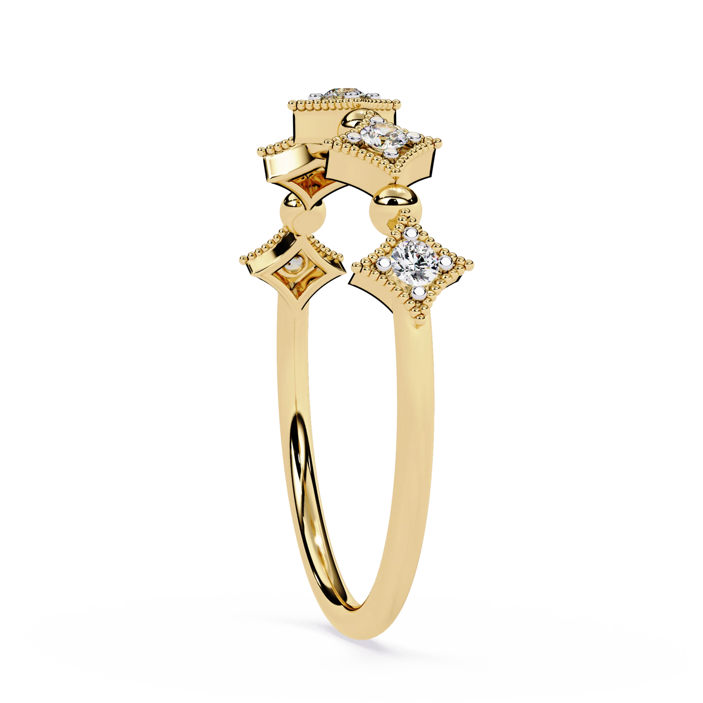 SHREERAJ SOLITAIRE Sterling Silver 14K Gold Ethnic Natural Diamond 0.12 Carat Brilliant Cut IGI Certified Women's Wedding Ring