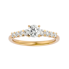round Diamond Solitaire Ring Marquise Cut Fine Jewelry with 14K Gold and Platinum Rhodium Plated IGI Certified