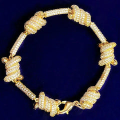 S925 Sterling Silver Micro Paved Candy Knot Link Chain Bracelet Hip Hop Bling Ice Out Rapper Jewelry for Women and Men