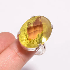 925 Sterling Silver Classic Ring with High Quality Oval Cut Citrine Gemstone Perfect Wedding Engagement or Party Gift for Her