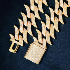 Fine Jewelry 925 Sterling Silver Cuban Link Chain 19.5mm Width Moissanite Necklace 100% Pass the Diamond Test for Unisex