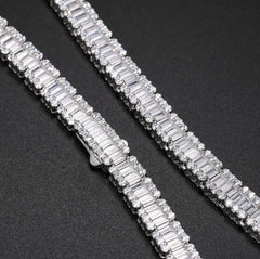 Luxury 8mm 925 Sterling Silver D VVS Moissanite Tennis Chain Bracelet Iced Bling Tennis Necklace for Women Hip Hop Style Jewelry