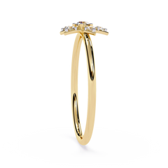 14K Yellow Gold 0.15 Carat Natural Diamond IGI Certified Round Brilliant Cut Dainty Ethnic Style Ring for Women Men Elegant Gift