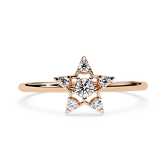 14K Yellow Gold 0.15 Carat Natural Diamond IGI Certified Round Brilliant Cut Dainty Ethnic Style Ring for Women Men Elegant Gift