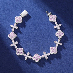 New Design 925 Silver Bracelet Fashion Charming Flower and Cross Bracelet For Women Men VVS D Moissanite Hip Hop Jewelry