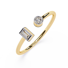 High Quality Women's Open Baguette Diamond Engagement Ring 14K Solid Gold Natural Diamond 0.10 Carat IGI Certified Bridal