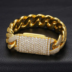 Custom 20MM Gold Plated Cuban Link Chain Bracelet Fashion Jewelry Moissanite Christian Religious VINSON PROJECT VIN_B82
