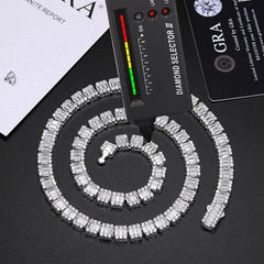 Luxury 8mm 925 Sterling Silver D VVS Moissanite Tennis Chain Bracelet Iced Bling Tennis Necklace for Women Hip Hop Style Jewelry