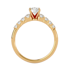 round Diamond Solitaire Ring Marquise Cut Fine Jewelry with 14K Gold and Platinum Rhodium Plated IGI Certified
