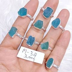 925 Sterling Silver Ring Apatite Rough Gemstone Ring Jewelry Ring for Unisex.