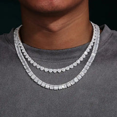 Luxury 8mm 925 Sterling Silver D VVS Moissanite Tennis Chain Bracelet Iced Bling Tennis Necklace for Women Hip Hop Style Jewelry