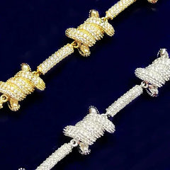 S925 Sterling Silver Micro Paved Candy Knot Link Chain Bracelet Hip Hop Bling Ice Out Rapper Jewelry for Women and Men