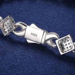 Hip Hop Men Bracelet Iced Out D VVS1 Moissanite 925 Sterling Silver Prong Cuban Link Chain 11mm Infinity Square Symbol Jewelry