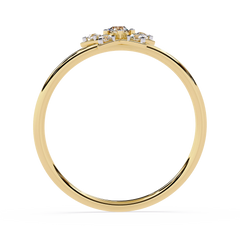 14K Yellow Gold 0.15 Carat Natural Diamond IGI Certified Round Brilliant Cut Dainty Ethnic Style Ring for Women Men Elegant Gift