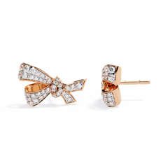 Women's Diamond Earrings with Lab Grown Diamonds 14K Solid Gold Bow style Designer Jewelry Butterfly Shape Earrings Gift for Her