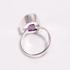 925 Sterling Silver Classic Style Ring Amethyst Fancy Cut Gemstone for Wedding Anniversary Engagement Party Gift Fine Rings