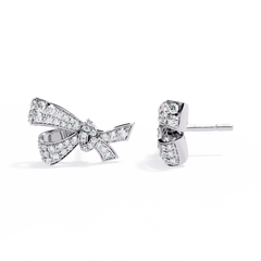 Women's Diamond Earrings with Lab Grown Diamonds 14K Solid Gold Bow style Designer Jewelry Butterfly Shape Earrings Gift for Her