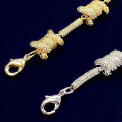 S925 Sterling Silver Micro Paved Candy Knot Link Chain Bracelet Hip Hop Bling Ice Out Rapper Jewelry for Women and Men