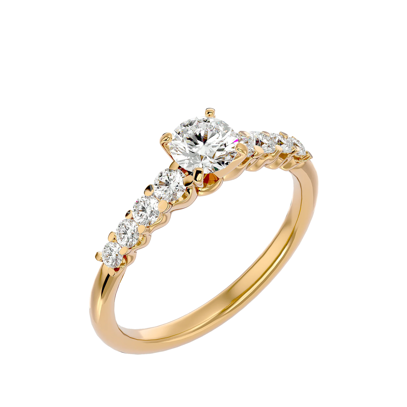 round Diamond Solitaire Ring Marquise Cut Fine Jewelry with 14K Gold and Platinum Rhodium Plated IGI Certified