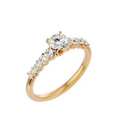 round Diamond Solitaire Ring Marquise Cut Fine Jewelry with 14K Gold and Platinum Rhodium Plated IGI Certified