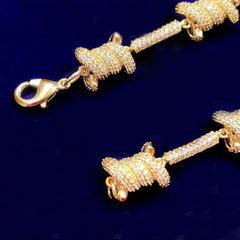 S925 Sterling Silver Micro Paved Candy Knot Link Chain Bracelet Hip Hop Bling Ice Out Rapper Jewelry for Women and Men