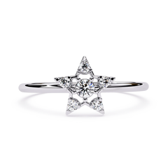14K Yellow Gold 0.15 Carat Natural Diamond IGI Certified Round Brilliant Cut Dainty Ethnic Style Ring for Women Men Elegant Gift