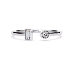 High Quality Women's Open Baguette Diamond Engagement Ring 14K Solid Gold Natural Diamond 0.10 Carat IGI Certified Bridal