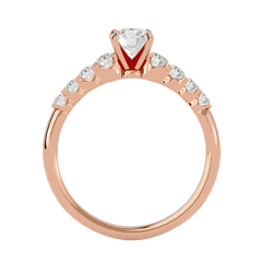 round Diamond Solitaire Ring Marquise Cut Fine Jewelry with 14K Gold and Platinum Rhodium Plated IGI Certified