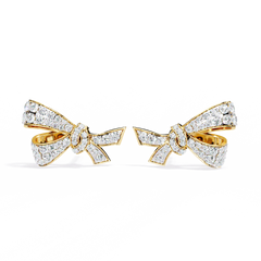 Women's Diamond Earrings with Lab Grown Diamonds 14K Solid Gold Bow style Designer Jewelry Butterfly Shape Earrings Gift for Her