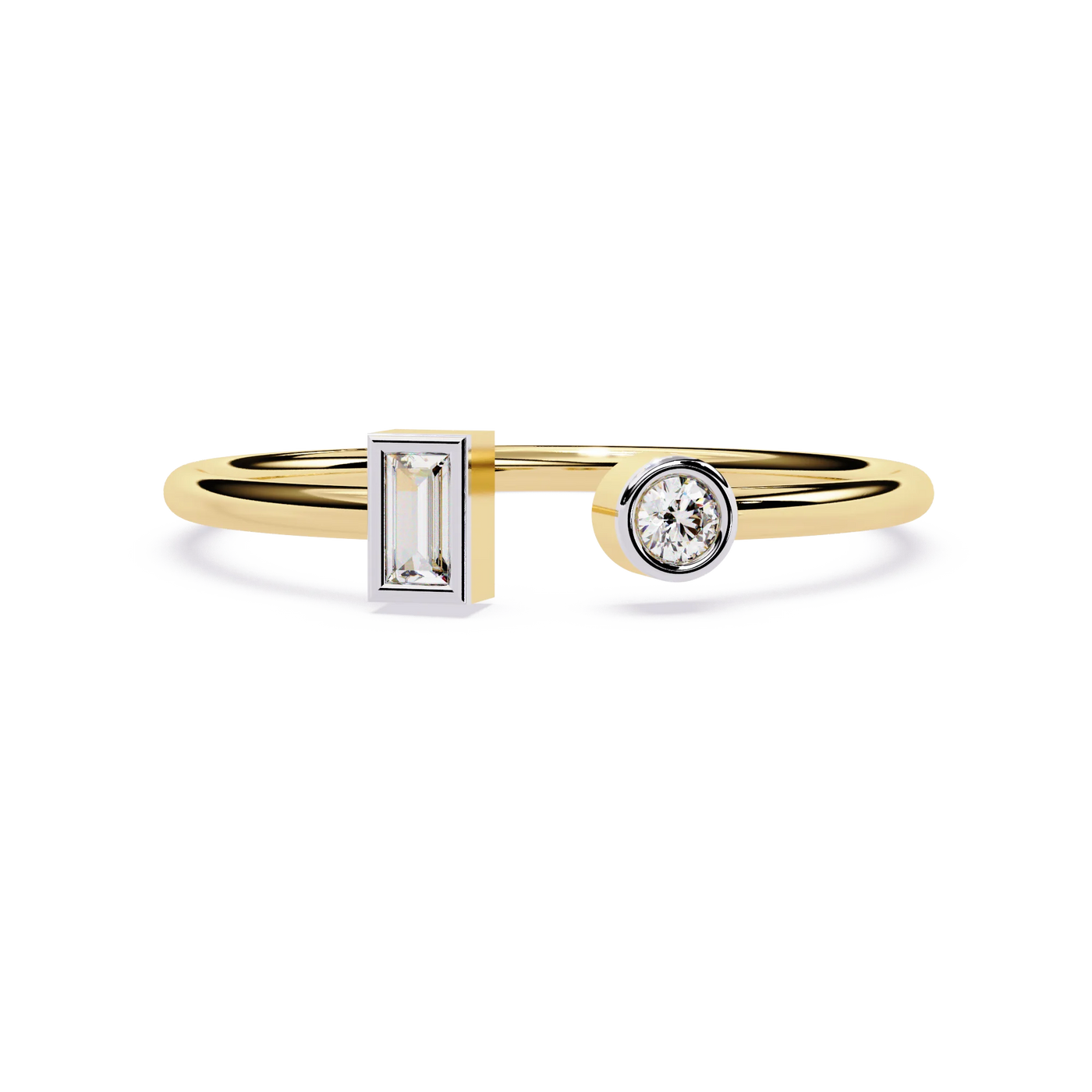 High Quality Women's Open Baguette Diamond Engagement Ring 14K Solid Gold Natural Diamond 0.10 Carat IGI Certified Bridal