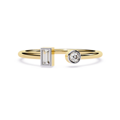 High Quality Women's Open Baguette Diamond Engagement Ring 14K Solid Gold Natural Diamond 0.10 Carat IGI Certified Bridal
