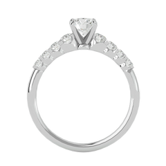 round Diamond Solitaire Ring Marquise Cut Fine Jewelry with 14K Gold and Platinum Rhodium Plated IGI Certified