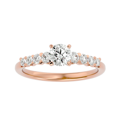round Diamond Solitaire Ring Marquise Cut Fine Jewelry with 14K Gold and Platinum Rhodium Plated IGI Certified