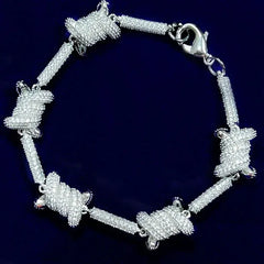S925 Sterling Silver Micro Paved Candy Knot Link Chain Bracelet Hip Hop Bling Ice Out Rapper Jewelry for Women and Men