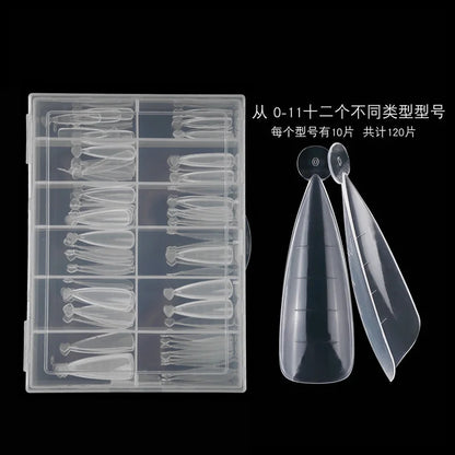 100/120Pcs/Box Stiletto Clear Dual System Nails Forms False Tips Quick Building Gel Mold Full Cover Nail Extension Forms Tools