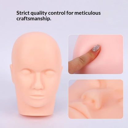 Eyelash Extension Practice Head Model Silicone Human Head Beginners Soft Practice Eyelash Grafting Tattooing Beauty Massage