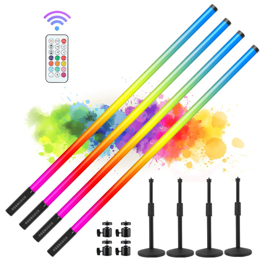 Free Shipping USA 4Pack Battery Rgb Led Neon Tube Light Bar With Stand Bracket for DJ Dance Stage Party Events Both Lighting