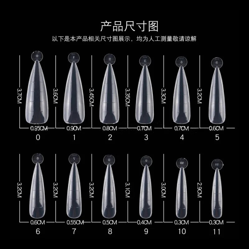 100/120Pcs/Box Stiletto Clear Dual System Nails Forms False Tips Quick Building Gel Mold Full Cover Nail Extension Forms Tools