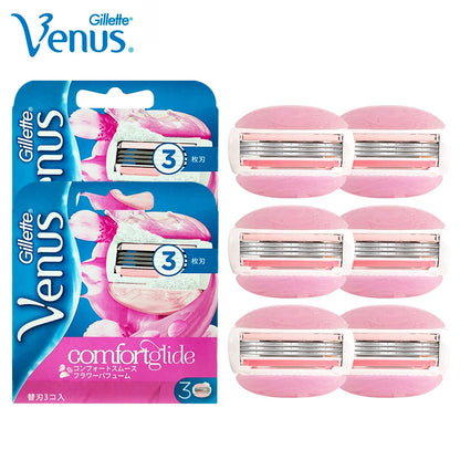 Gillette Women Razor Blades Venus ComfortGlide 3 Layers Blade Protect Skin Shaving Hair Removal Replacement Razor Refill 3/6 Pcs